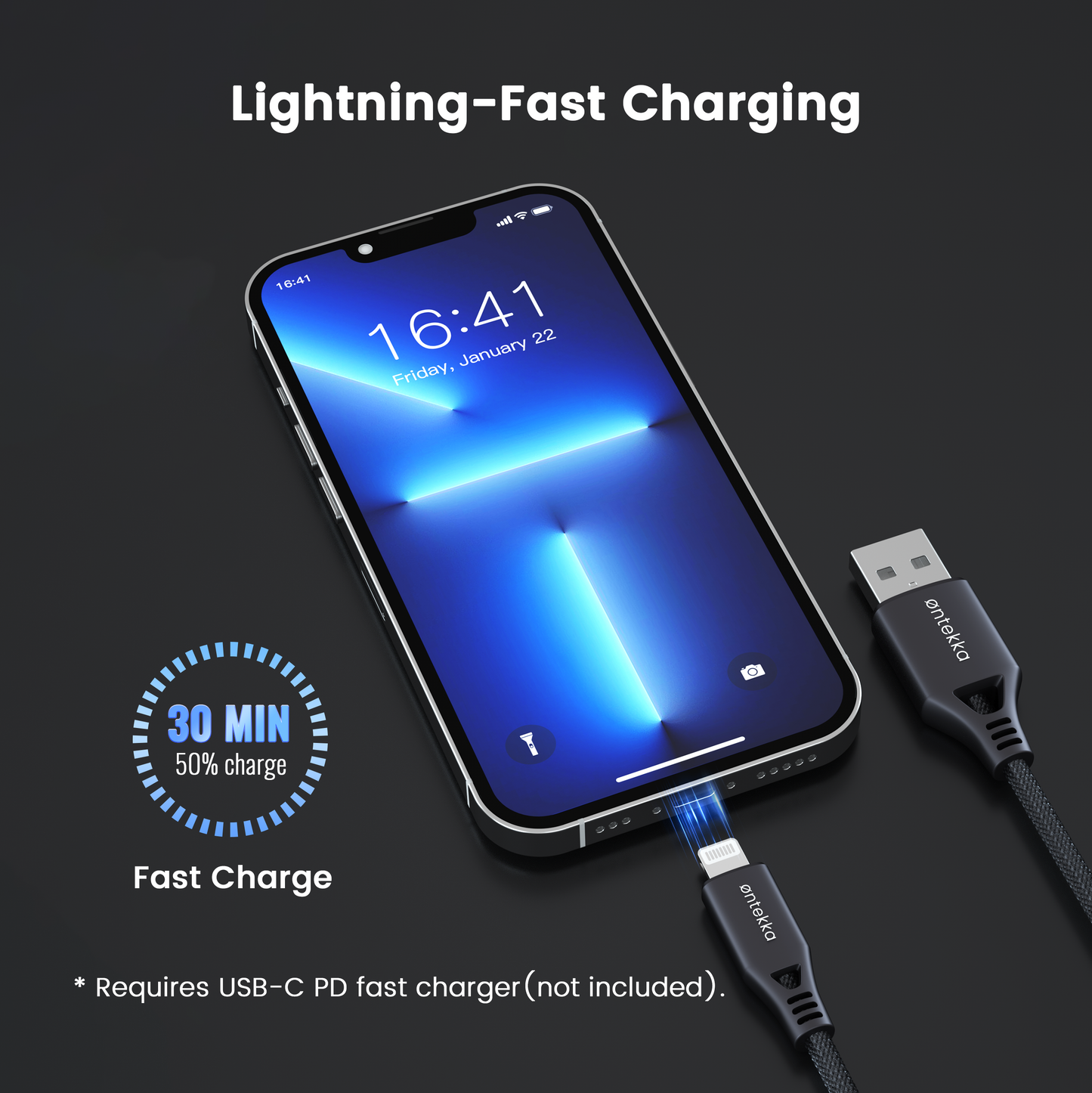 Lightning - USB-A ケーブル - グレー 1.2m